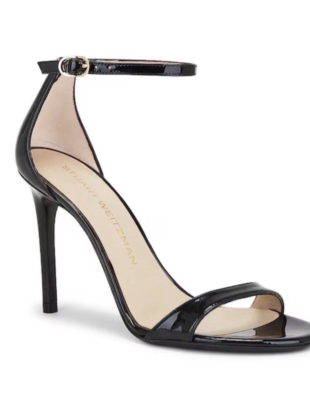 Stuart Weitzman Nudistcurve 100 Heels Strap Black Patent Sandal size 9.5 $495